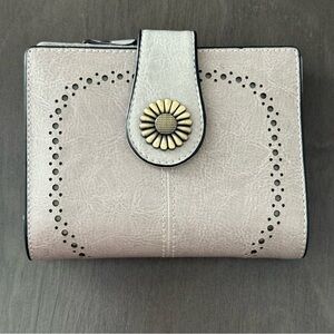 SENDEFN Small Womens Wallet Bifold Card Holder Floral Accent Grey